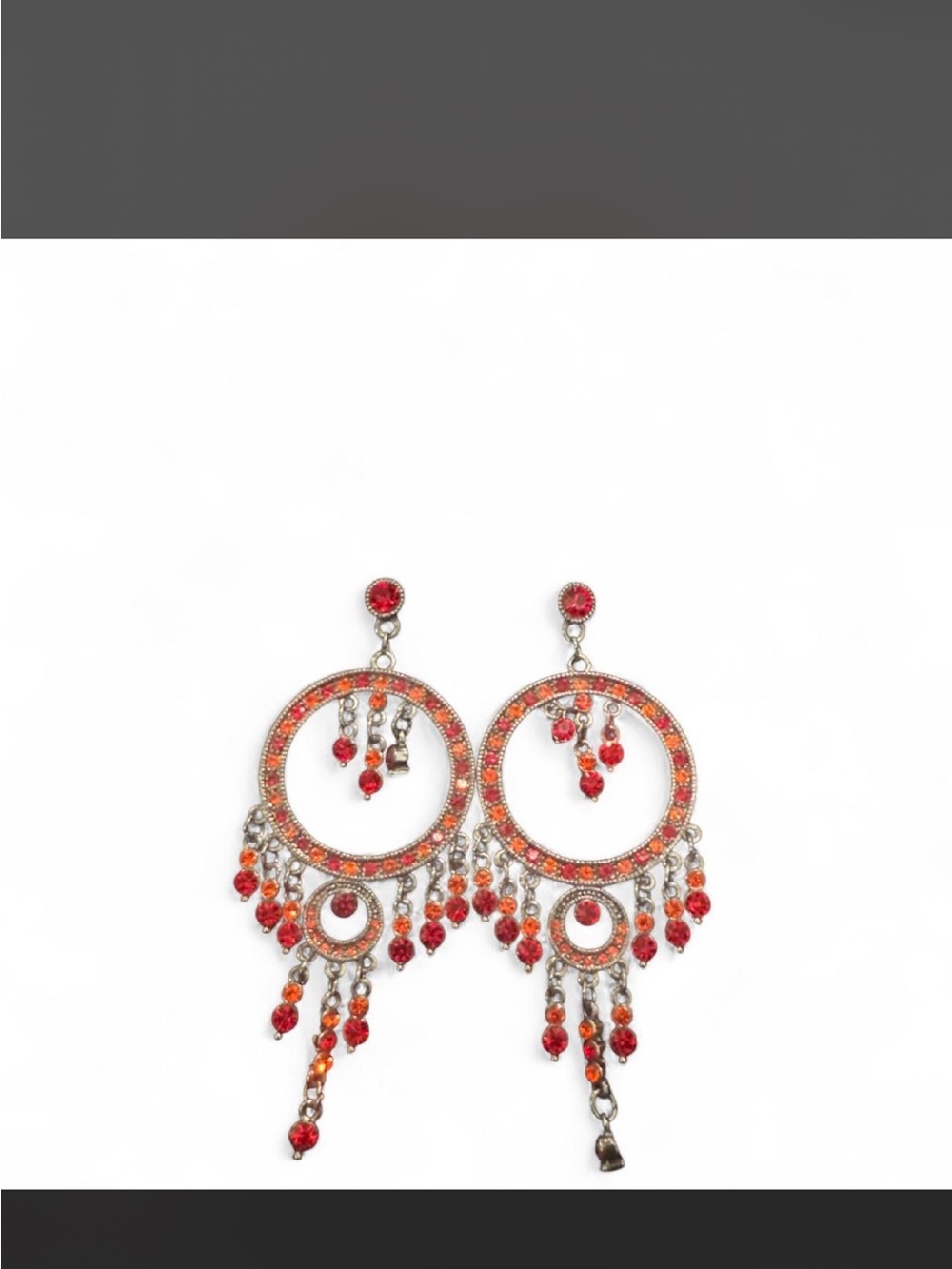 Vibrant Red Beaded Hoop Chandelier Earrings for Women